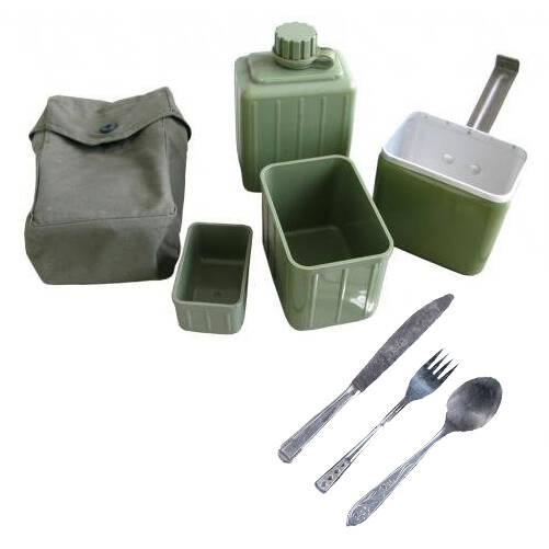SERBIAN ARMY MESS KIT, BOTTLE AND 3PCS CHOW SET USED Military