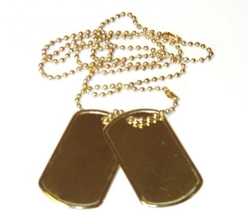 US GOLD DOG TAG SET W/ CHAINS IMPORT, Military Tactical \ Other Equipment  \ Dog Tags & Whistles , Army Navy Surplus - Tactical, Big variety - Cheap prices