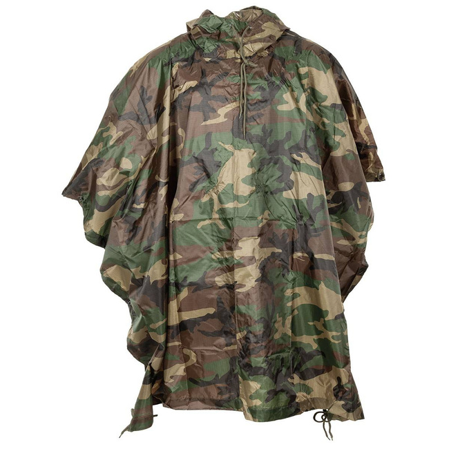RIPSTOP PONCHO, RAINCOAT 144 x 223 CM MFH® WOODLAND CAMOUFLAGE