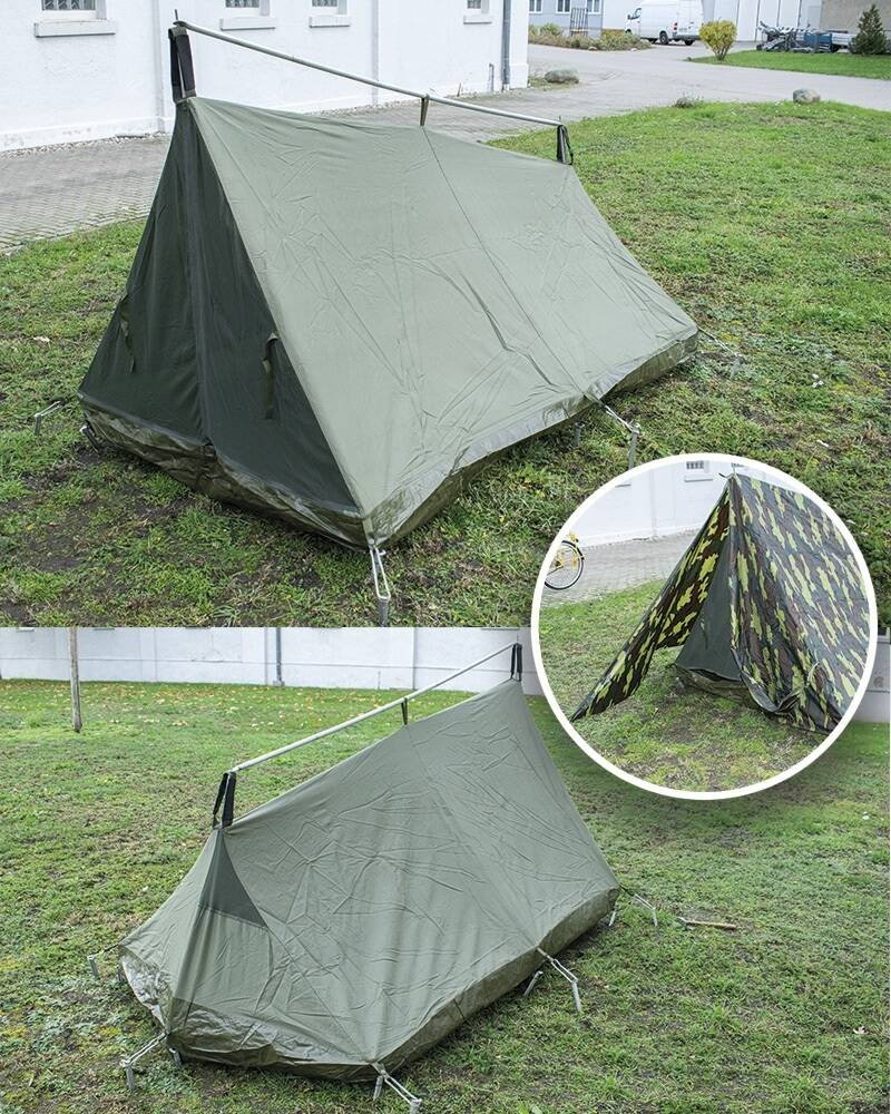 2MEN TENT WITH OVER TENT BELGIAN CAMOUFLAGE MILITARY SURPLUS