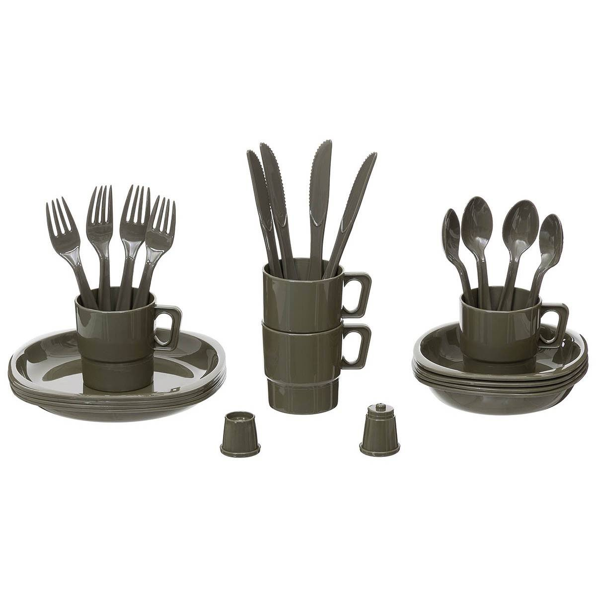 Camping Plastic Mess Kit, 26parts, OD green Trekking \ Camping