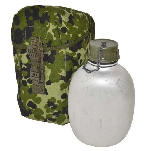 DANISH ARMY ALUMINIUM M/96 CANTEEN USED W/ NEW BAG Military Surplus