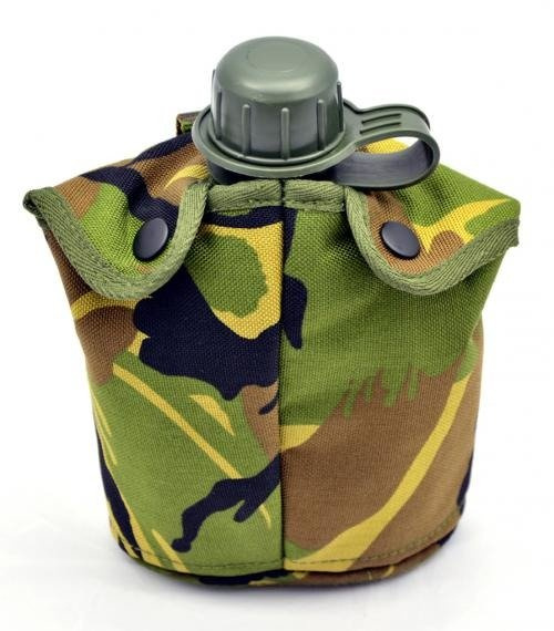 DUTCH ARMY PLASTIC CANTEEN W/ DPM CAMO COVER USED Military Surplus