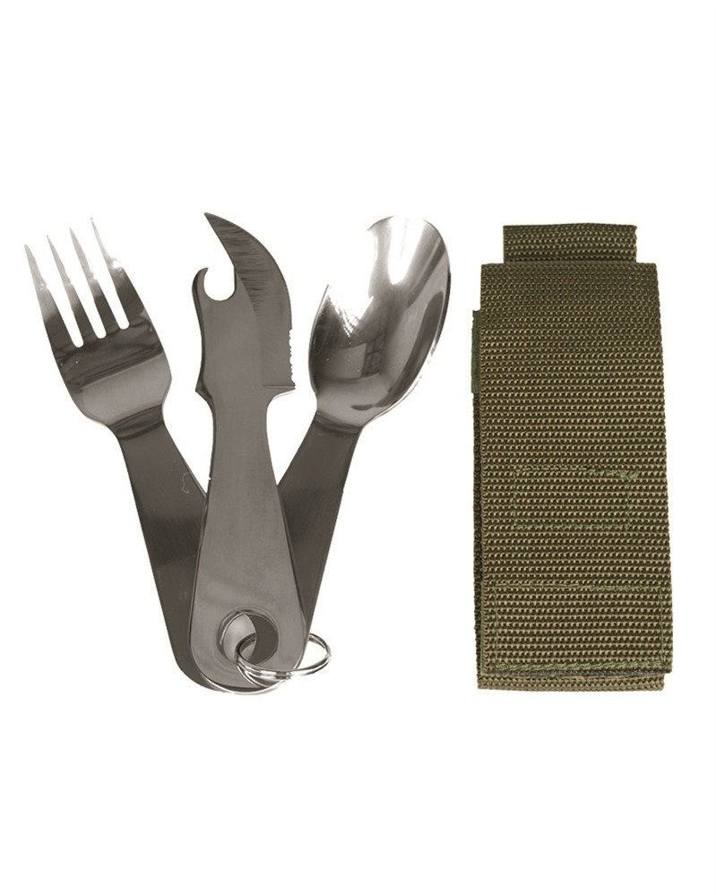 EATING UTENSIL STAINLESS STEEL WITH POUCH Trekking \ Camping