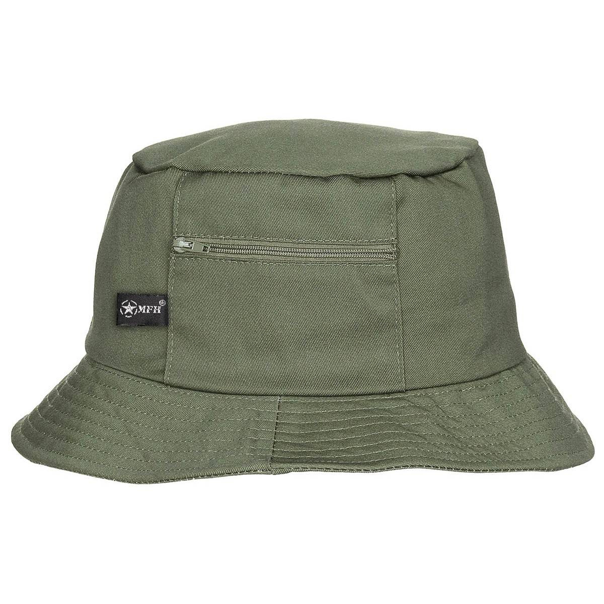 FISHER HAT WITH SIDE POCKET - MFH® - OD GREEN OD Green, Apparel \ Headwear  \ Boonies & Bush Hats , Army Navy Surplus - Tactical