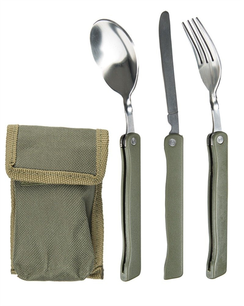 FOLDABLE 3PC OD EATING UTENSIL W. POUCH Trekking \ Camping \ Camping