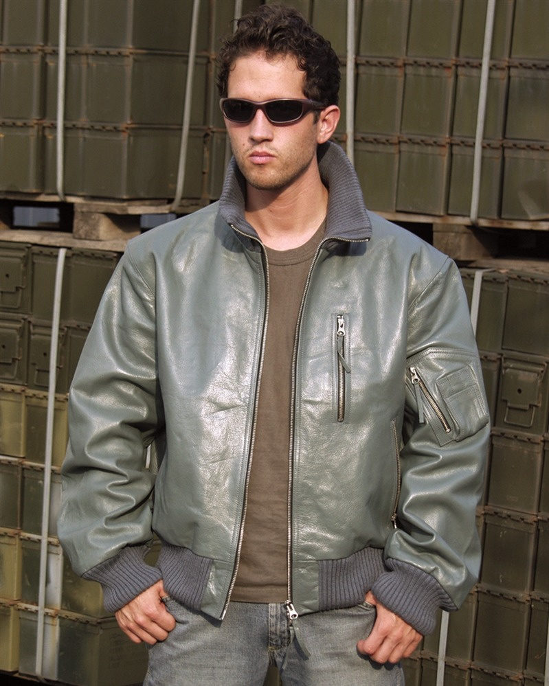 GERMAN GREY LEATHER FLIGHT JACKET Apparel \ Jackets \ Flight Jackets