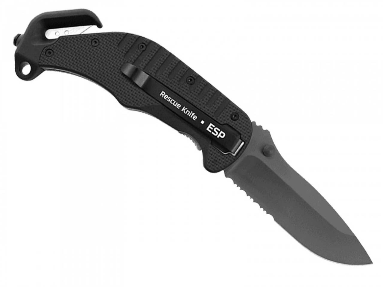 POCKET KNIFE SERRATED BLADE BLACK 221 MM ESP Serrated blade