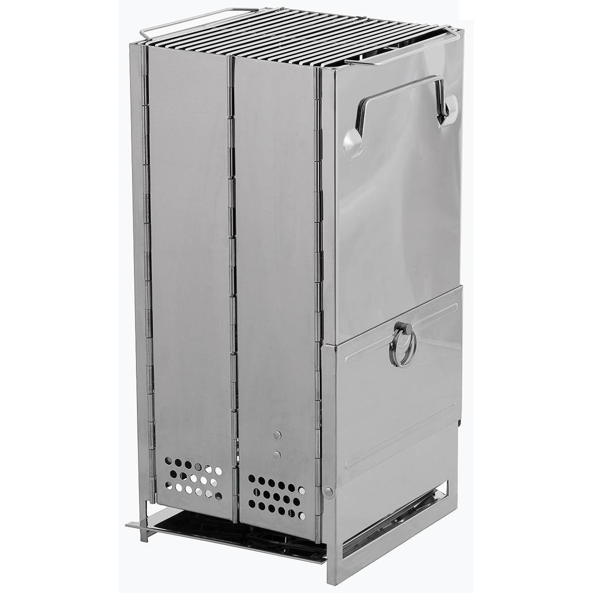 ROCKET STOVE WITH GRATE, FOLDABLE, LARGE, STAINLESS STEEL MFH® Large