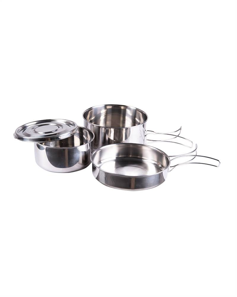 STAINLESS STEEL COOKING SET 4 PIECES Set of 4 Trekking \ Camping