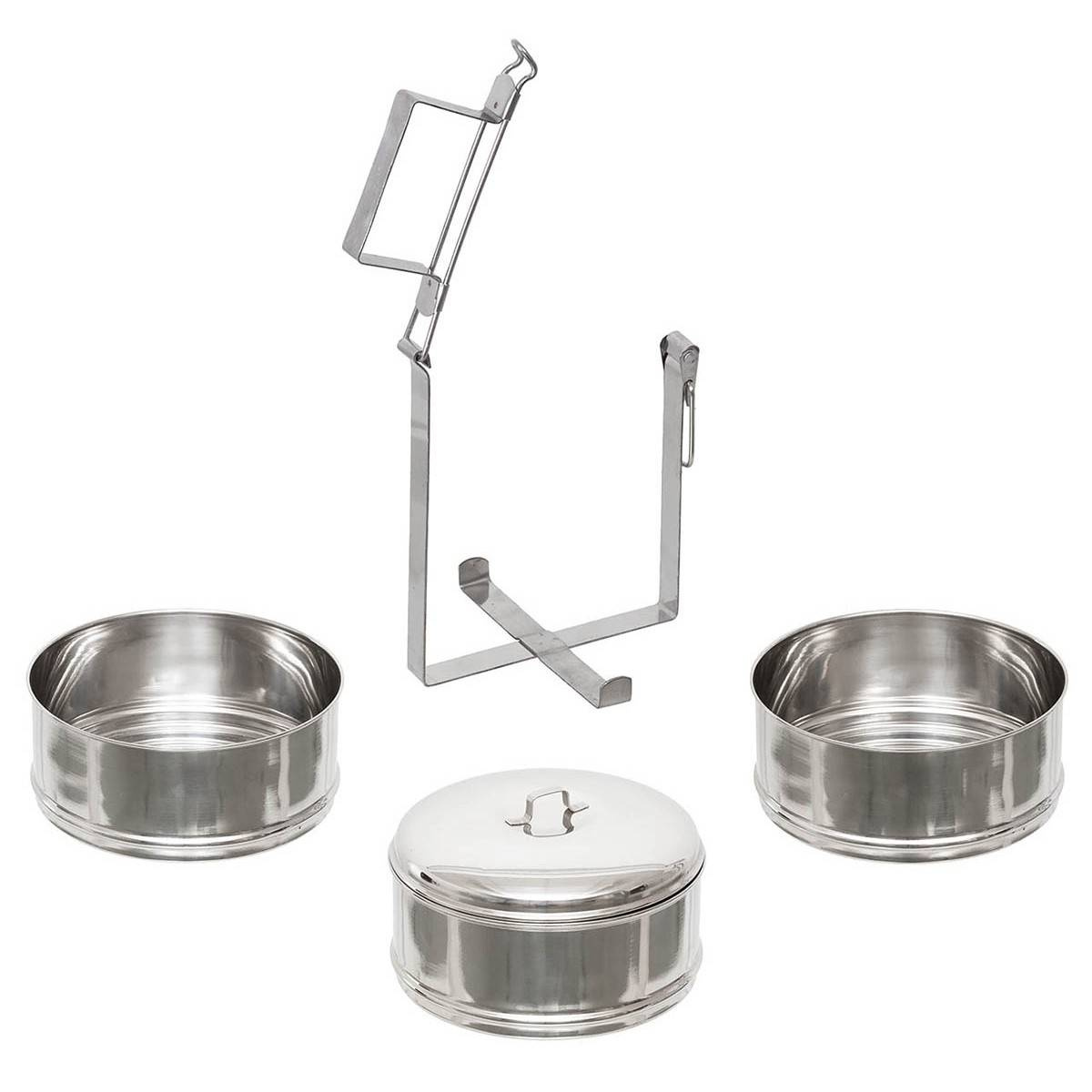 STAINLESS STEEL FOOD CANISTER 3 PART MFH® with 3 containers