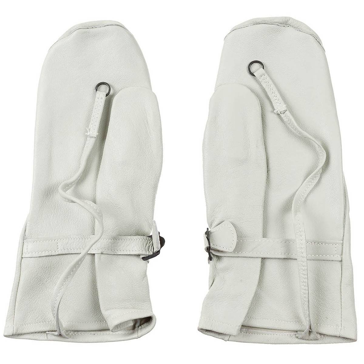 SWEDISH LEATHER MITTENS WHITE USED Used Military Surplus \ Used