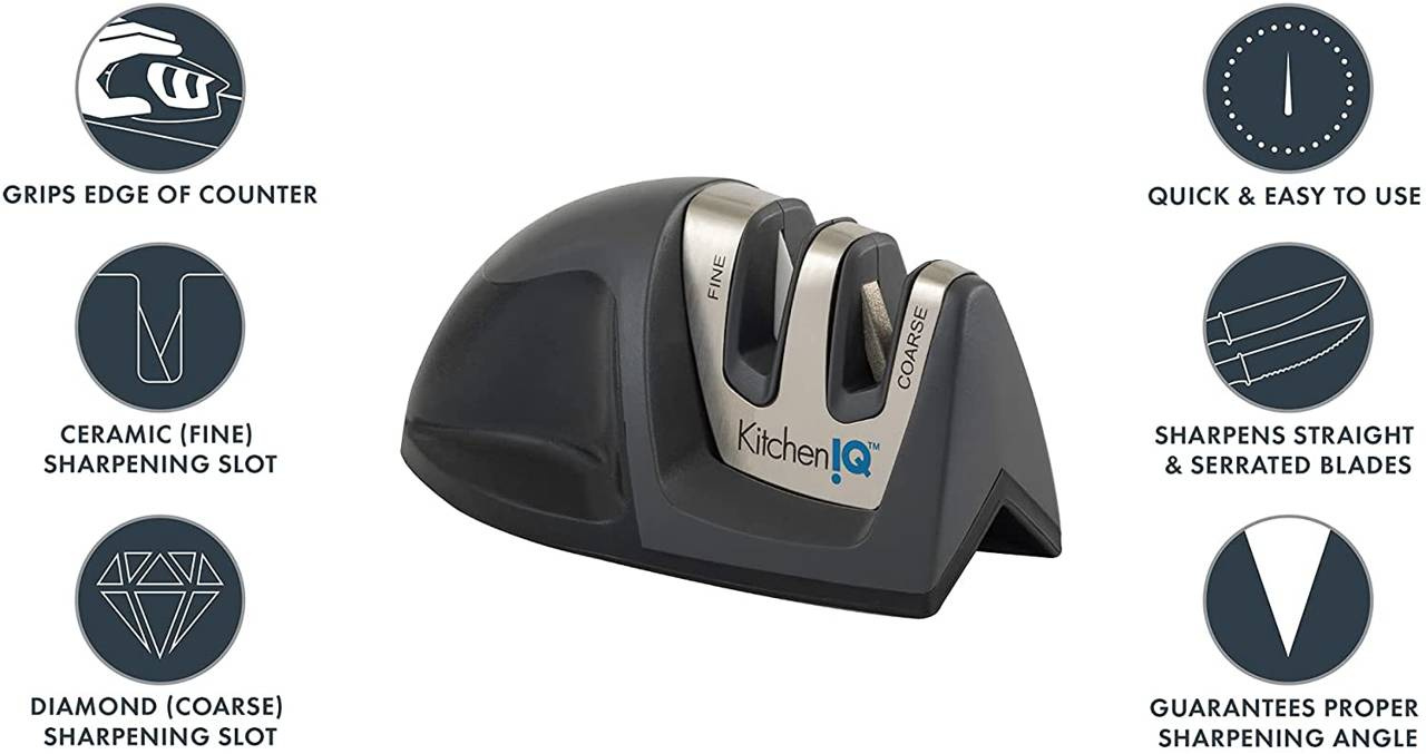 TWOSTAGE SHARPENER "DELUXE DIAMOND EDGE GRIP" Kitchen IQ® Knives