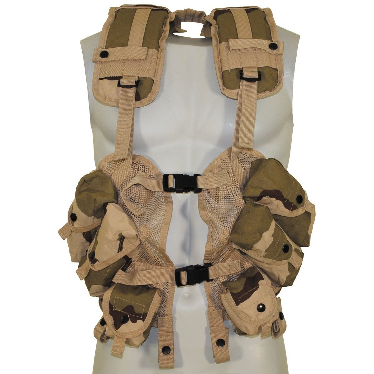 US Vest, "Load Bearing", 3 F. desert, sizeadjustable Desert Military