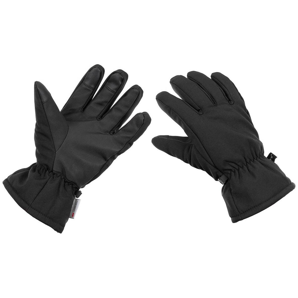 WINTER GLOVES, SOFT SHELL, BLACK, 3M™ THINSULATE™ LINING MFH BLACK