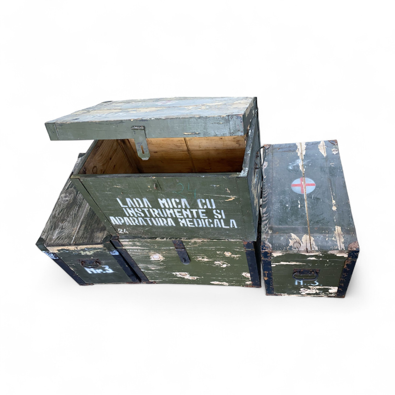 WOODEN MILITARY STORAGE CRATE ROMANIAN ARMY SURPLUS NO.3 65 x 37