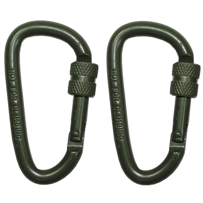 Carabiner, D 6mmx6 cm, green, screw lock, two pack Trekking