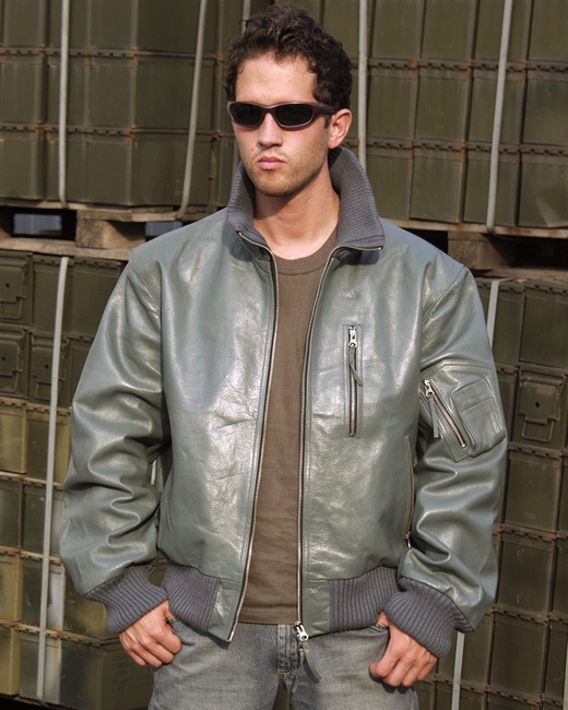 GERMAN GREY LEATHER FLIGHT JACKET Apparel \ Jackets \ Flight Jackets