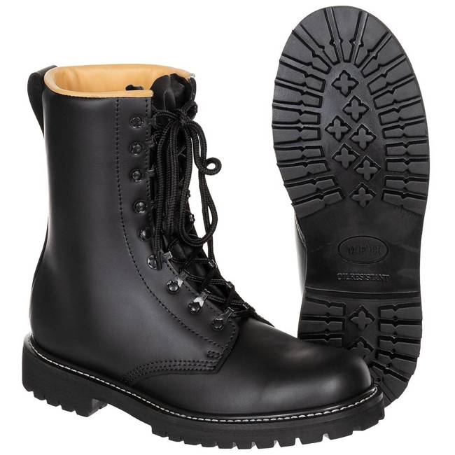 HIGH-QUALITY FULL-GRAIN LEATHER COMBAT BOOTS, BLACK - MFH