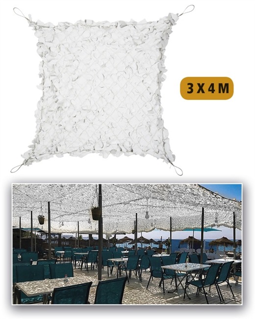 LEAF NETTING FOR SUN PROTECTION - RIP-STOP FABRIC - Mil-Tec® - WHITE - 3 x 4 M