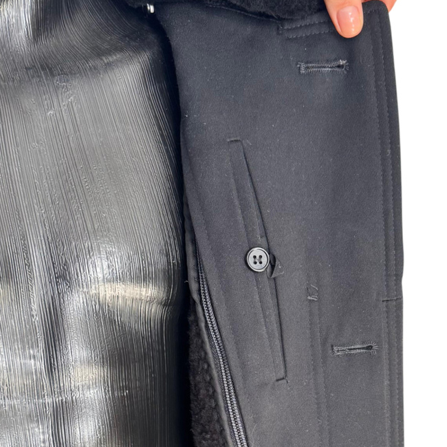 OFFICER LONG WOOL COAT - VINTAGE, 1980s - BULGARIAN ARMY MILITARY SURPLUS - BLACK - IN GOOD CONDITION