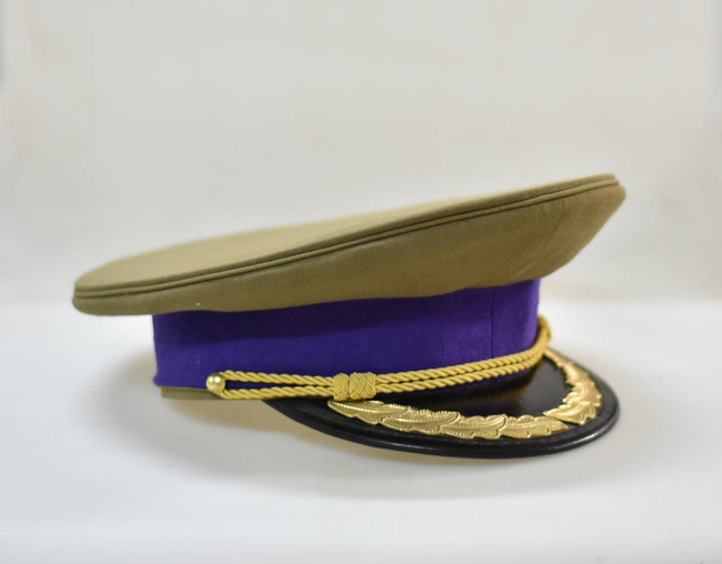 Officer's cap - ceremonial model with cord and gold embroidery - Romanian Army military surplus - Blue/ OD Green - In good condition