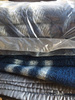 Vintage Wool Blend Blanket - 140 x 200 cm - Romanian Army Military Surplus - Blue with 3 White Stripes - In Good Condition