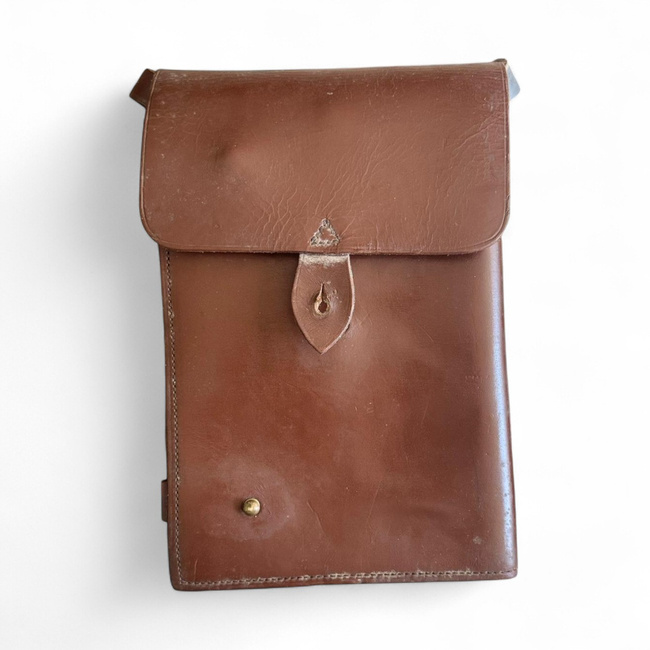 Leather Map Case - Military Porthart RSR Era - Officer - Romanian Army Surplus - Brown - Like New
