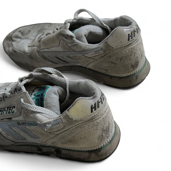 SPORTS SHOES - HI TEC - SILVER SHADOW - BRITISH ARMY MILITARY SURPLUS - WHITE - USED