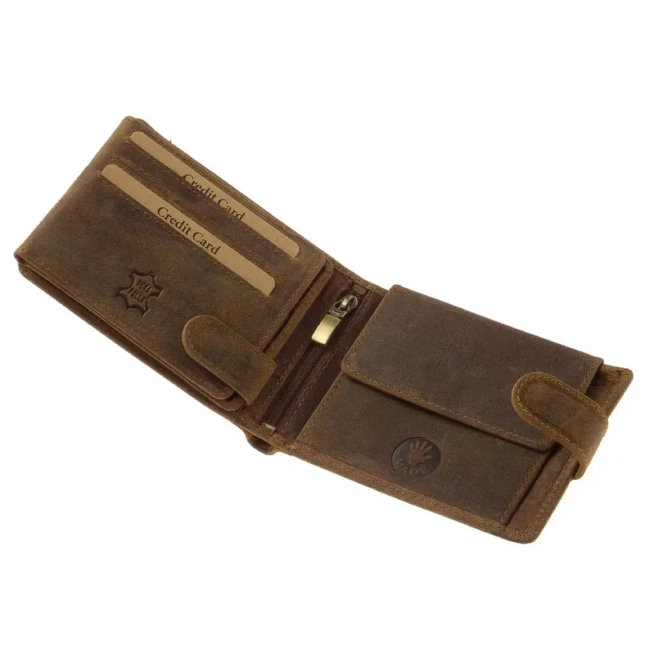 Leather Wallet for Hunters with Print - Bear - Brown - GreenDeed