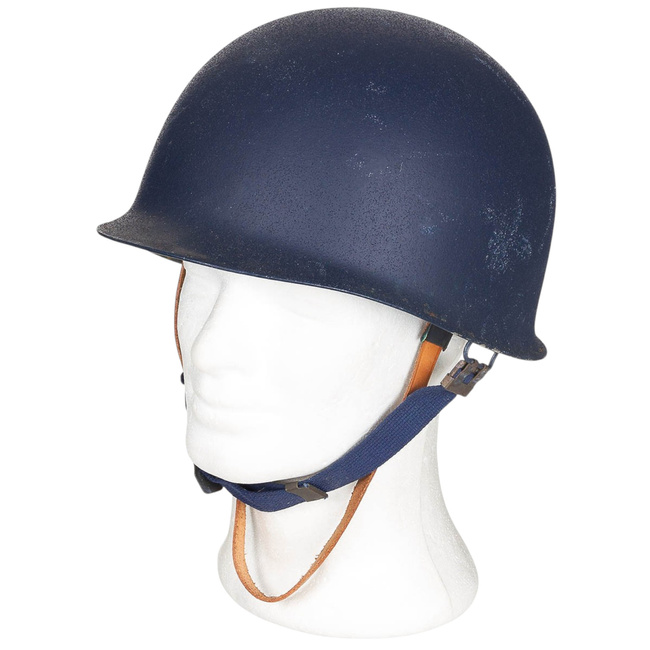 HELMET WITH PVC INNER LINING - M51 - BELGIAN ARMY MILITARY SURPLUS - BLUE - USED