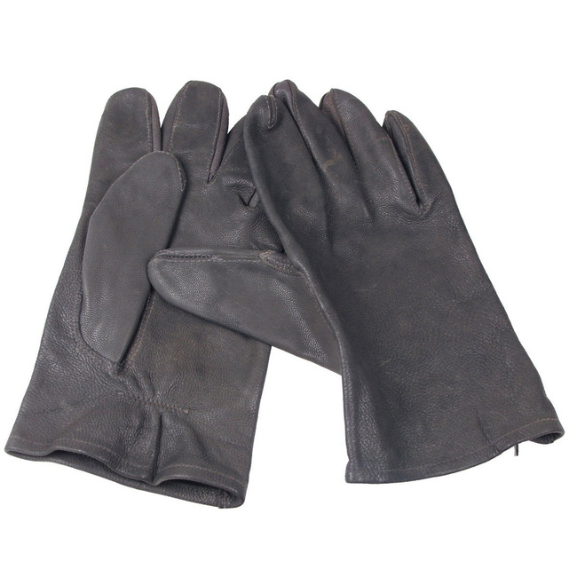 Original Leather Gloves, Unlined - German Army Bundeswehr Military Surplus - Grey - Used