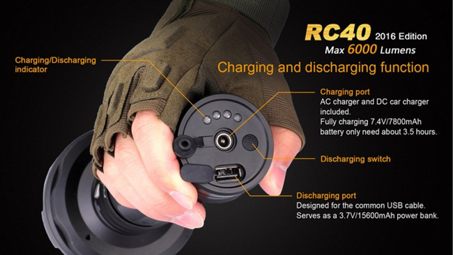 Flashlight Fenix RC40, water resistant