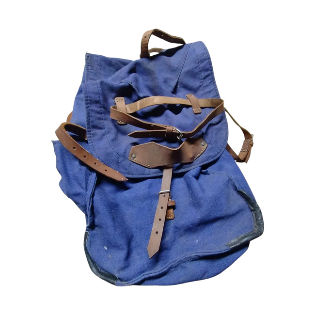 VINTAGE MILITARY RUCKSAK - COLD WAR ROMANIAN ARMY RARE SURPLUS - BLUE - USED