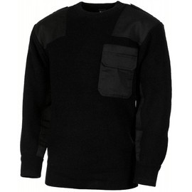 BW PULLOVER - WITH CHEST POCKET - BLACK - MFH