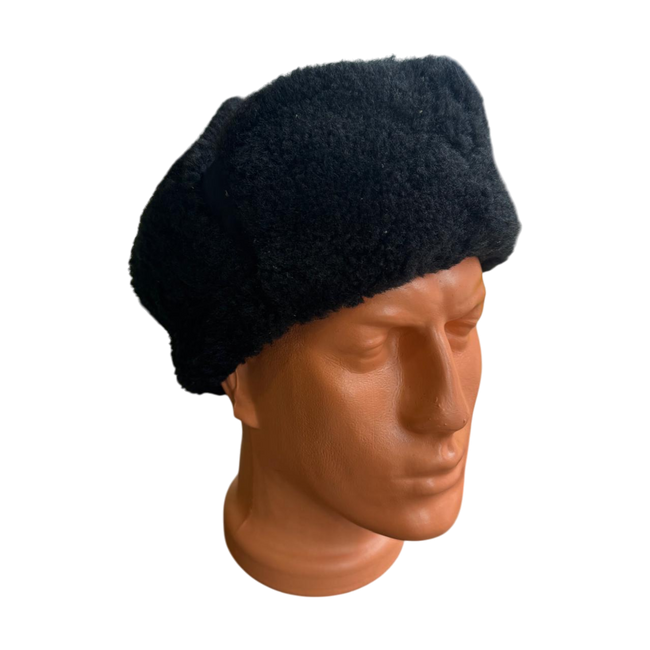 WINTER CAP FOR CADRES - SOVIET PERIOD - ROMANIAN ARMY MILITARY SURPLUS - NAVY BLUE WITH BLACK FUR - IN GOOD CONDITION