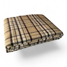 Merino Wool Blanket with Premium Box and Overlocked Edge - Model Autumn - Classic - 150x200 cm - Brown/Beige Checkered