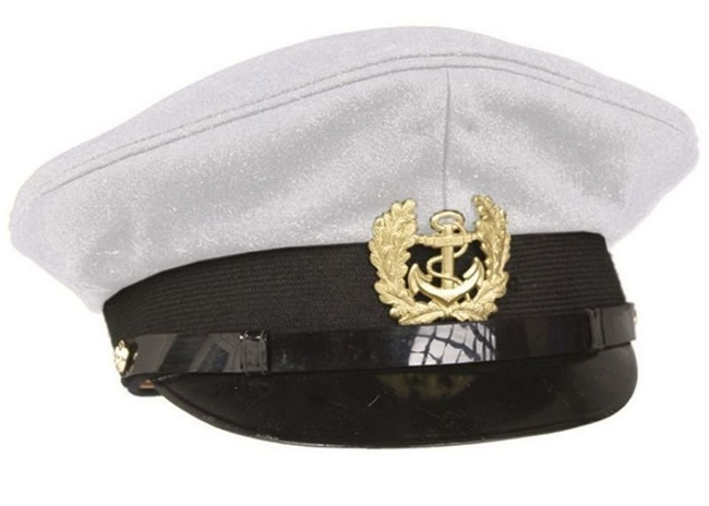 White NAVY VISOR HAT WITH INSIGNIA