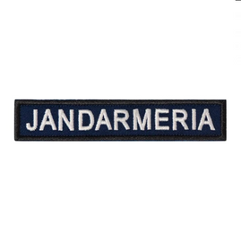Ecuson "JANDARMERIA" piept, pe suport bleumarin și aplicare prin coasere - 11,5x2,5 cm