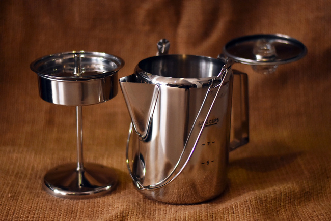 STAINLESS STEEL COFFEEPOT WITH PERCOLATOR (9 CUPS) - MIL-TEC®