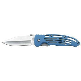 Jack Knife, one-handed, blue, blade partially with saw teeth