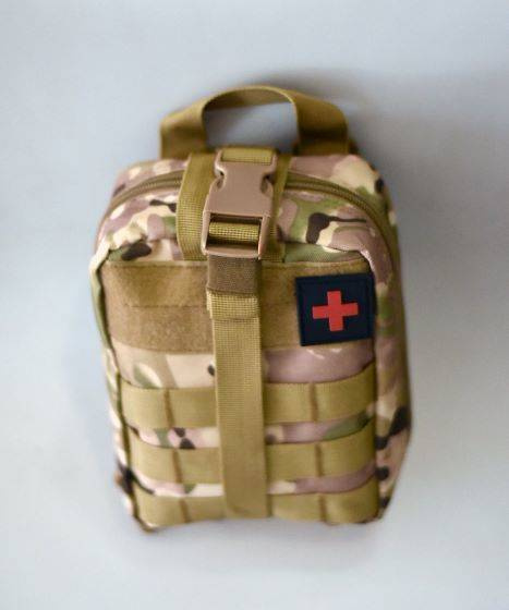 COMPLETE FIRST AID, SURVIVAL AND MEDICAL EMERGENCY KIT - WITH POUCH AND ACCESSORIES - 15 PIECES - LECTER TACTICAL