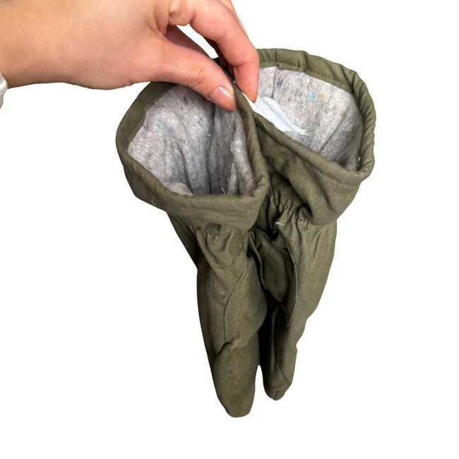 Insulated Protective Mittens Made of Tent Canvas Material, 2-Finger Design - Romanian Army Military Surplus - OD Green - Like New