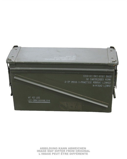 US LG 40MM METAL AMMO BOX USED 44x25x14cm