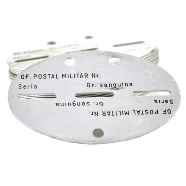 Vintage Military Dog Tag, Blank Original Romanian Army Tag