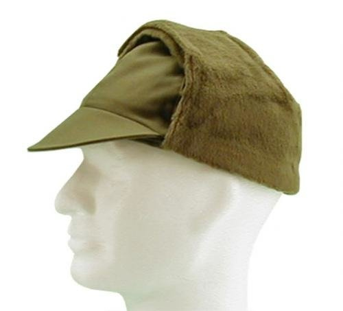 WINTER CAP - MILITARY SURPLUS FROM THE GERMAN ARMY, OD GREEN - USED