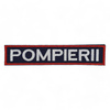 Ecuson POMPIERII piept cu contur rosu - aplicare termica - 12,5x2,5 cm