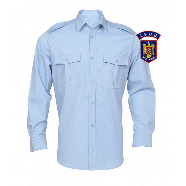 CADRES SHIRT BLOUSE WITH LONG SLEEVES, POCKETS AND EPAULETS - WOMEN - BLUE - FIREFIGHTERS-I.G.S.U.