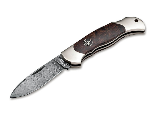 POCKET KNIFE JUNIOR SCOUT SPEARPOINT  CURLY BIRCH DAMASCUS - BOKER 
