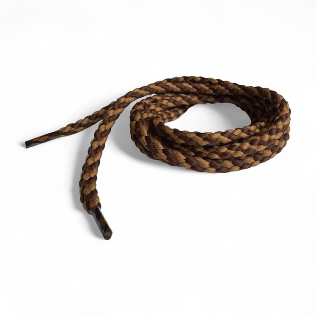 PAIR OF SHOE LACES - 50 CM - ROMANIAN ARMY MILITARY SURPLUS - POLYESTER - BROWN - IN GOOD CONDITION